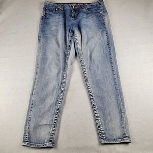 Rebel & Soul Jeans Womens 8 Blue Denim Skinny Embroidered Studded Pocket Hip Hop